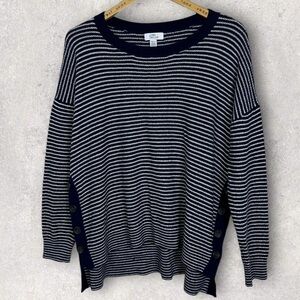 Lord and Taylor Blue White Striped Knit Sweater Pullover Crew Neck Size Large L